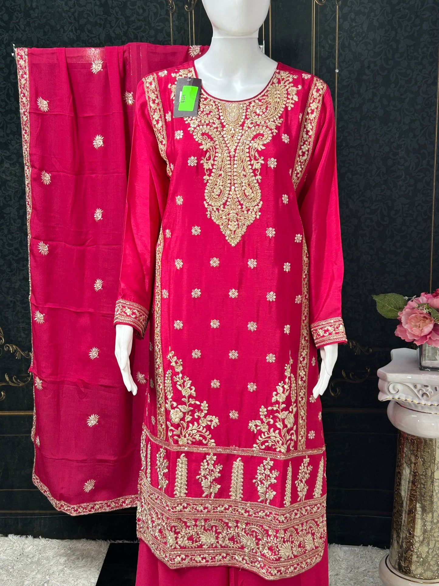 Chinon silk sharara suit