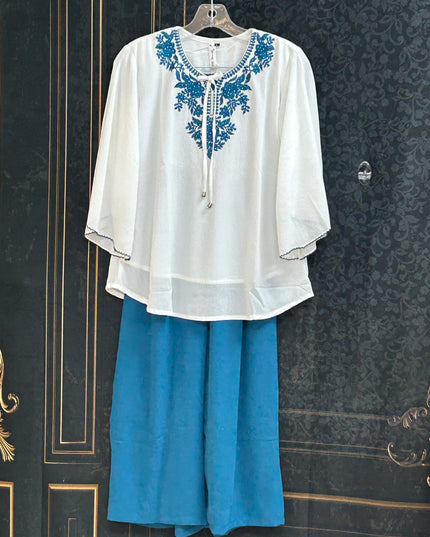 Co-ord set / chiffon top with pant - Kurti Connection USA
