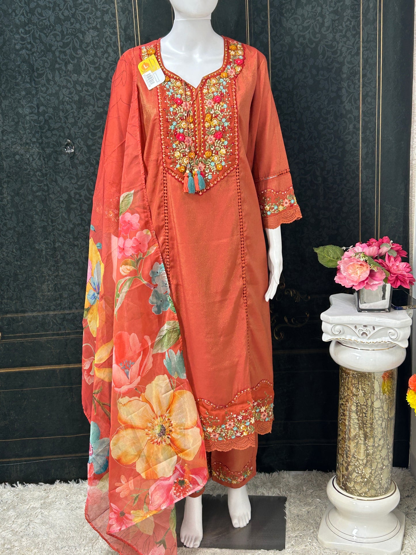 Shimmer silk Kurti pant set