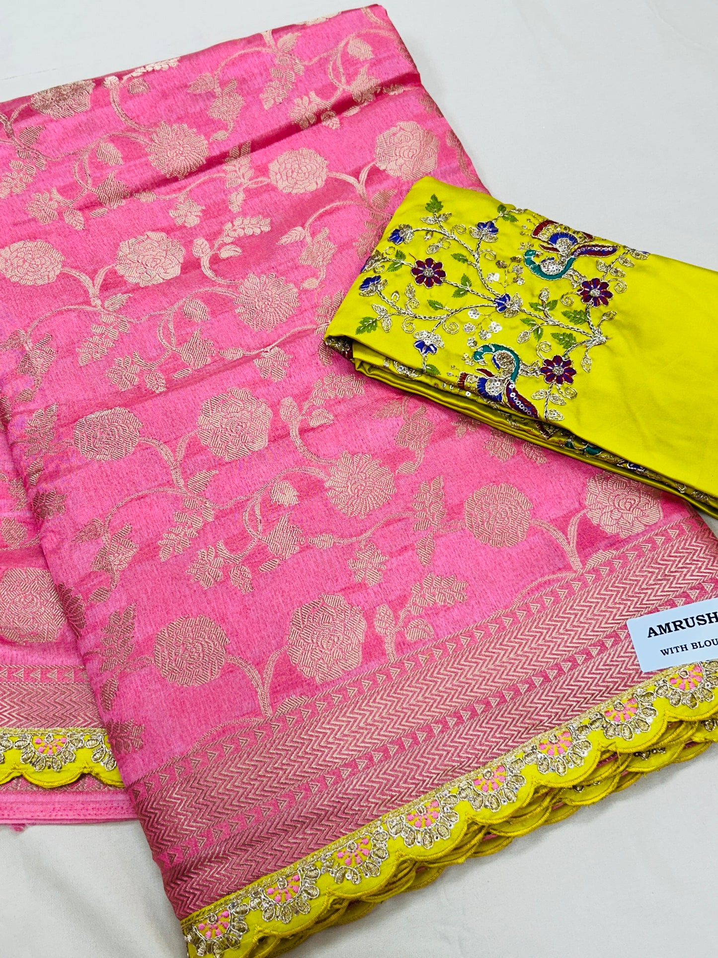 Silk saree with designer blouse piece