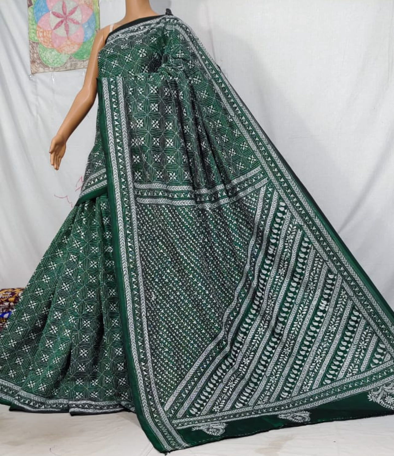 Kantha silk saree : hand embroidered