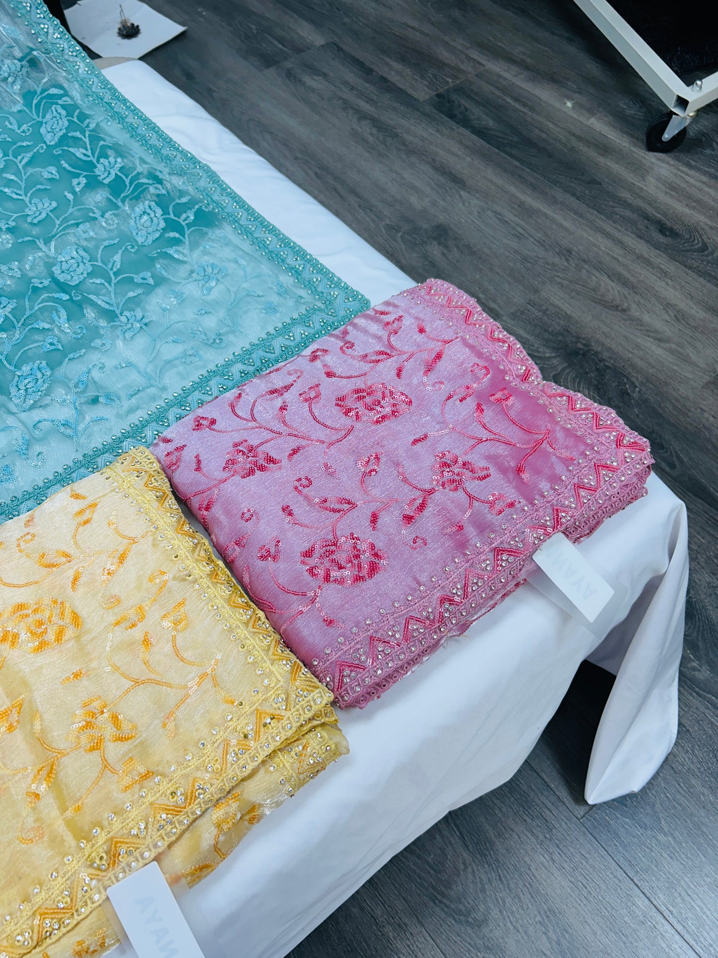 Chiffon silk saree with sequin Chikankari