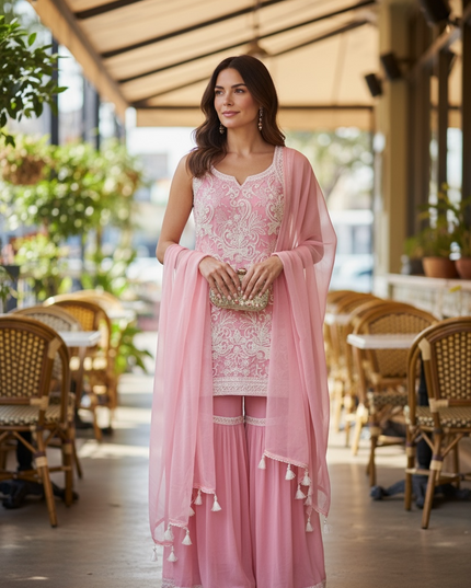 Embroidered sharara suit