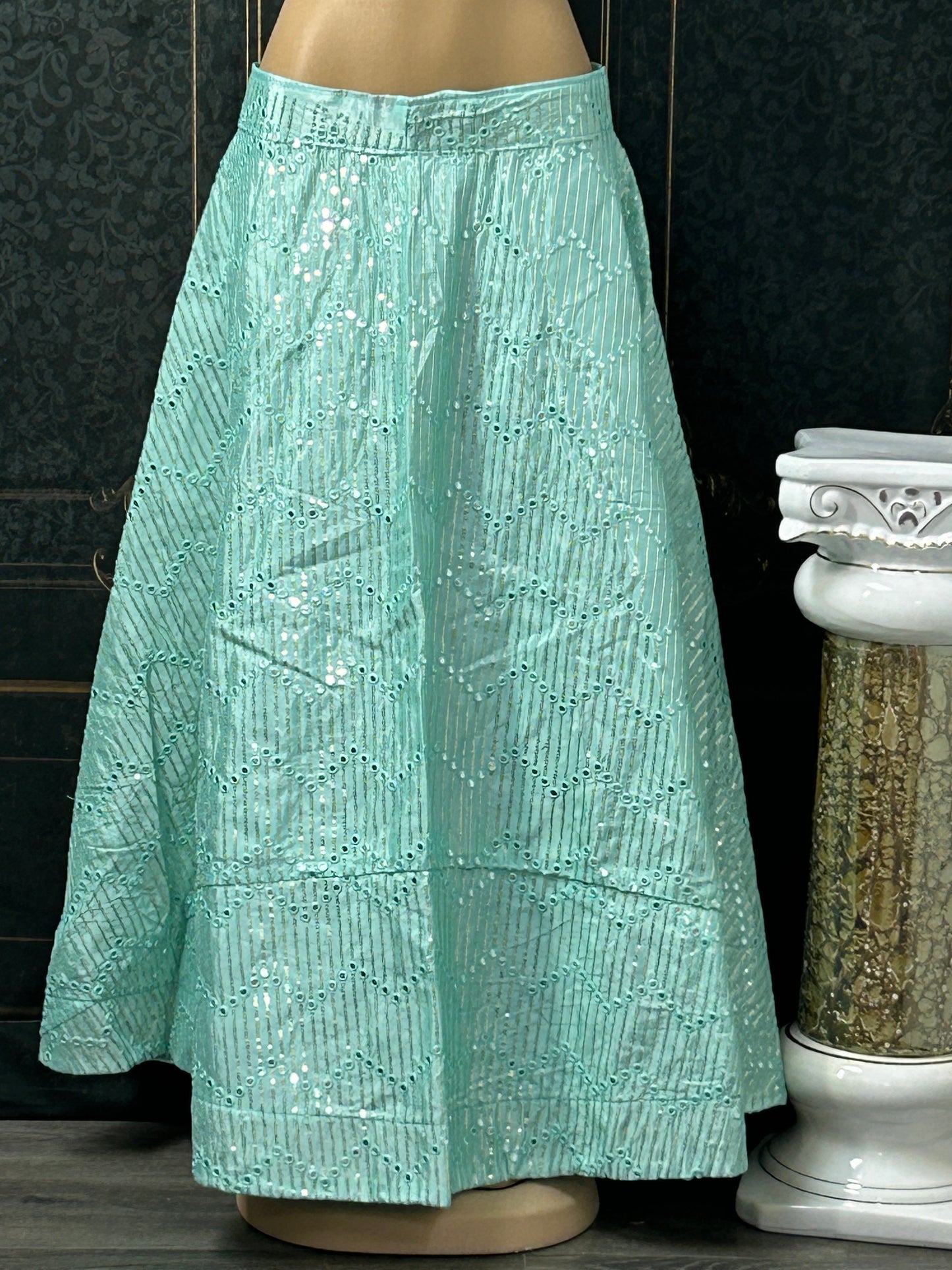 Light green mirror lehenga