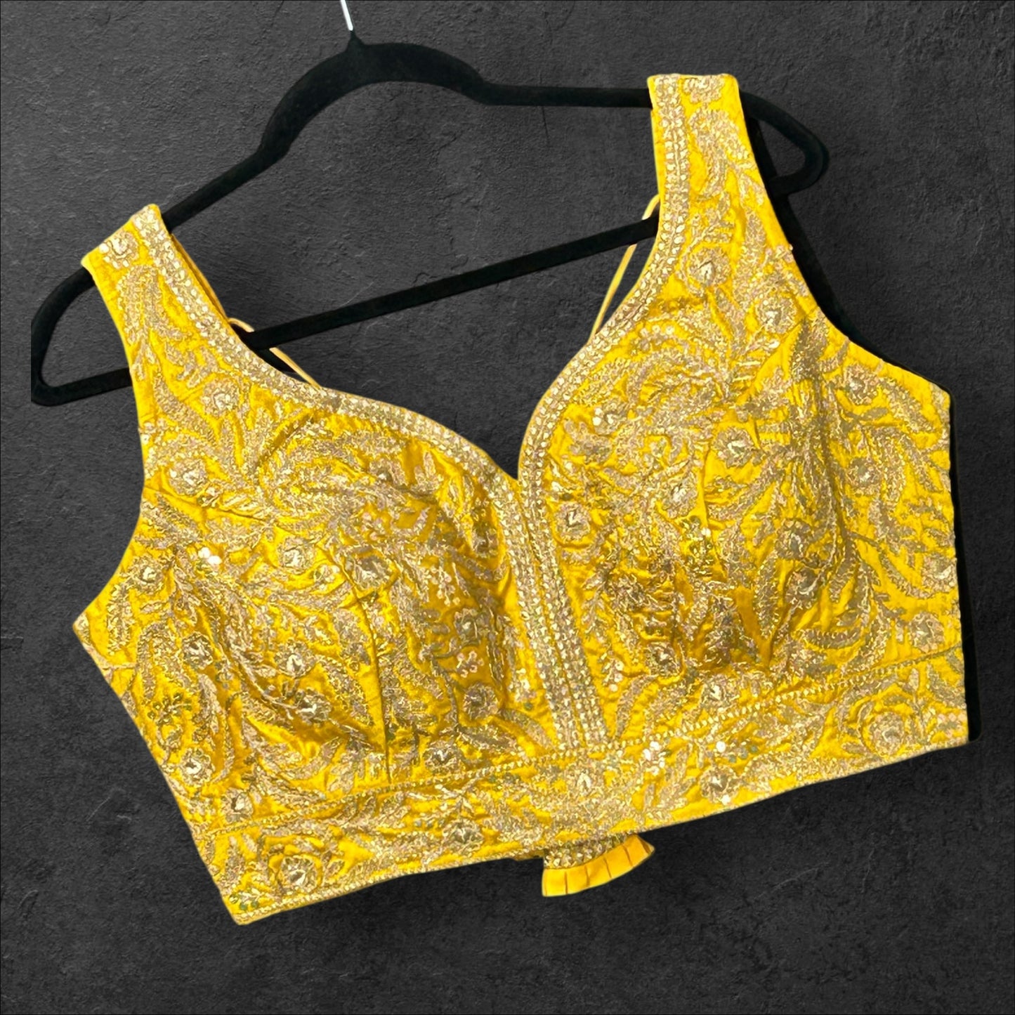 Yellow blouse with gold embroidery