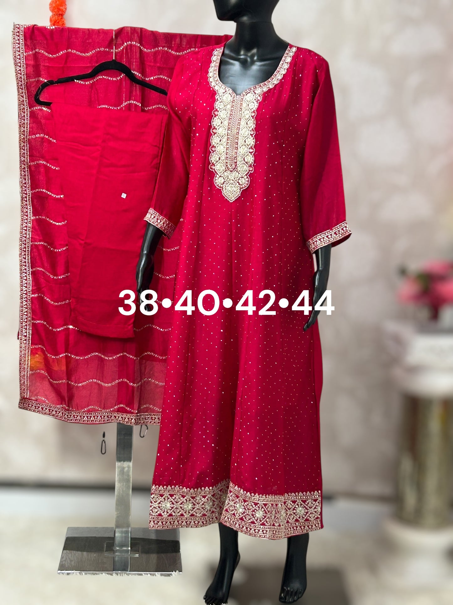 Chinon silk Anarkali set