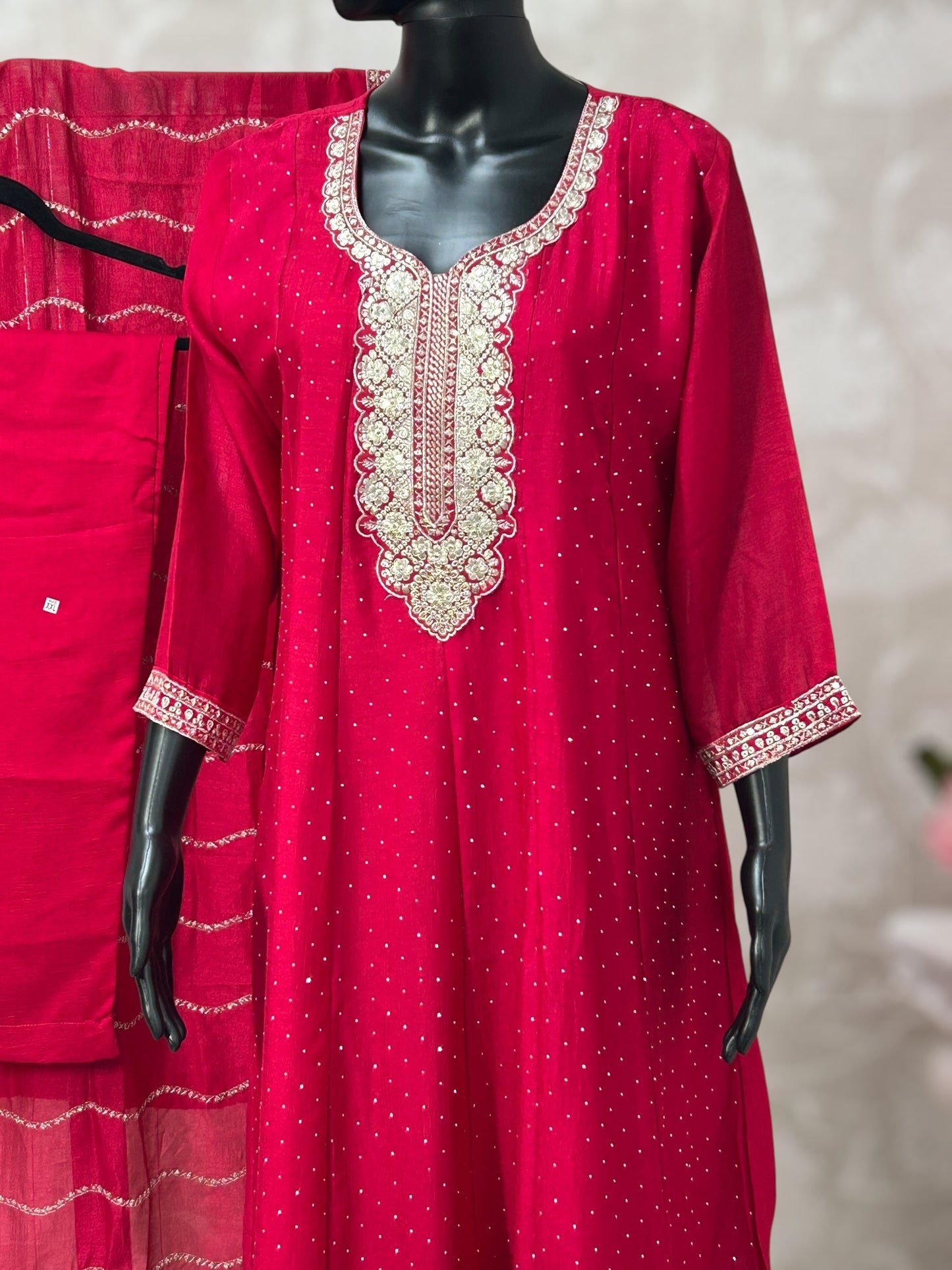Chinon silk Anarkali set