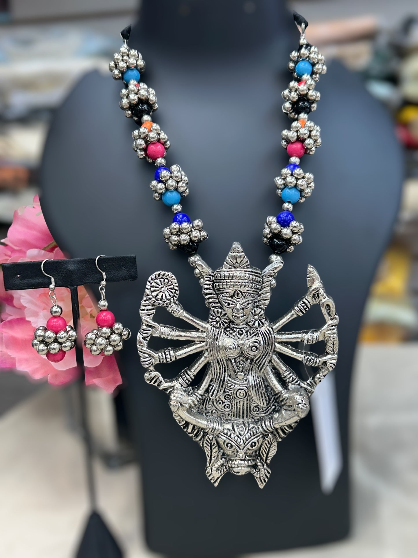 Oxidized silver necklace