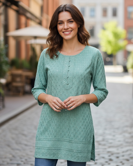 Chikankari short kurti/ tunic - Kurti Connection USA