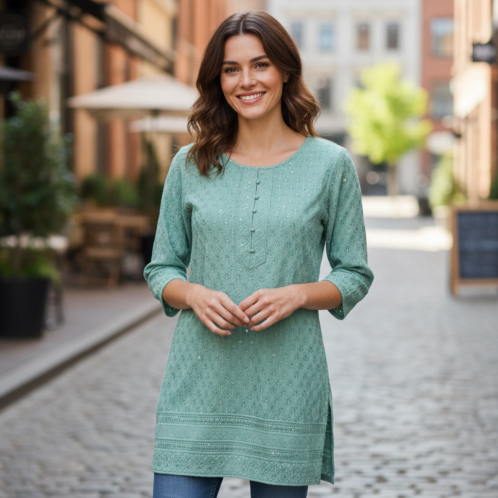 Chikankari short kurti/ tunic