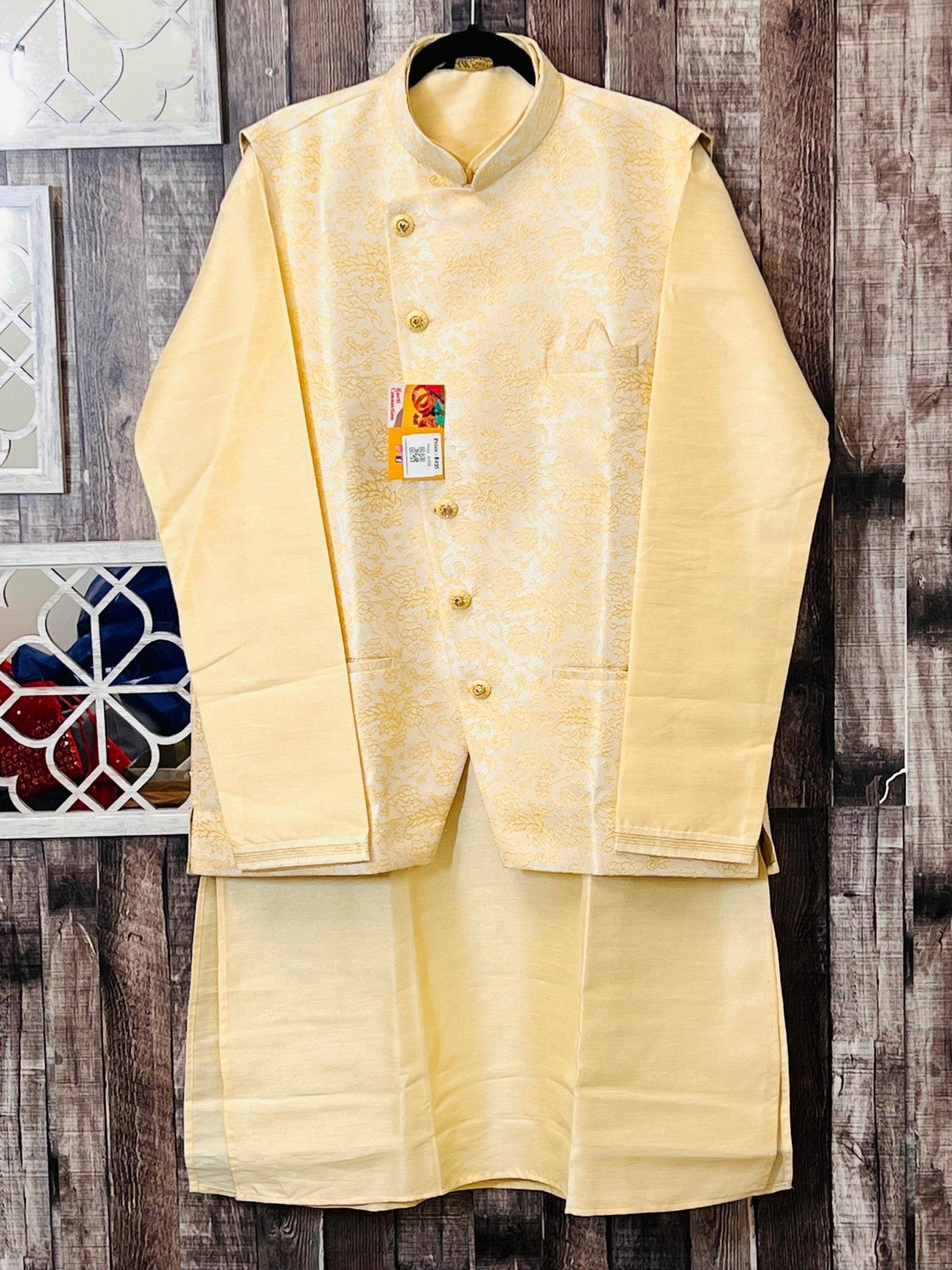 Silk kurta with jacket - Kurti Connection USA