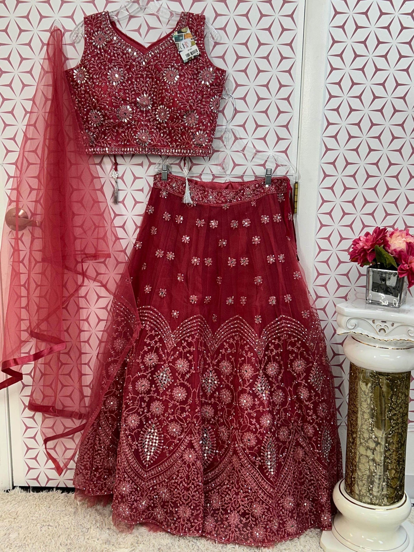 Mirror work chaniya choli set - Kurti Connection USA