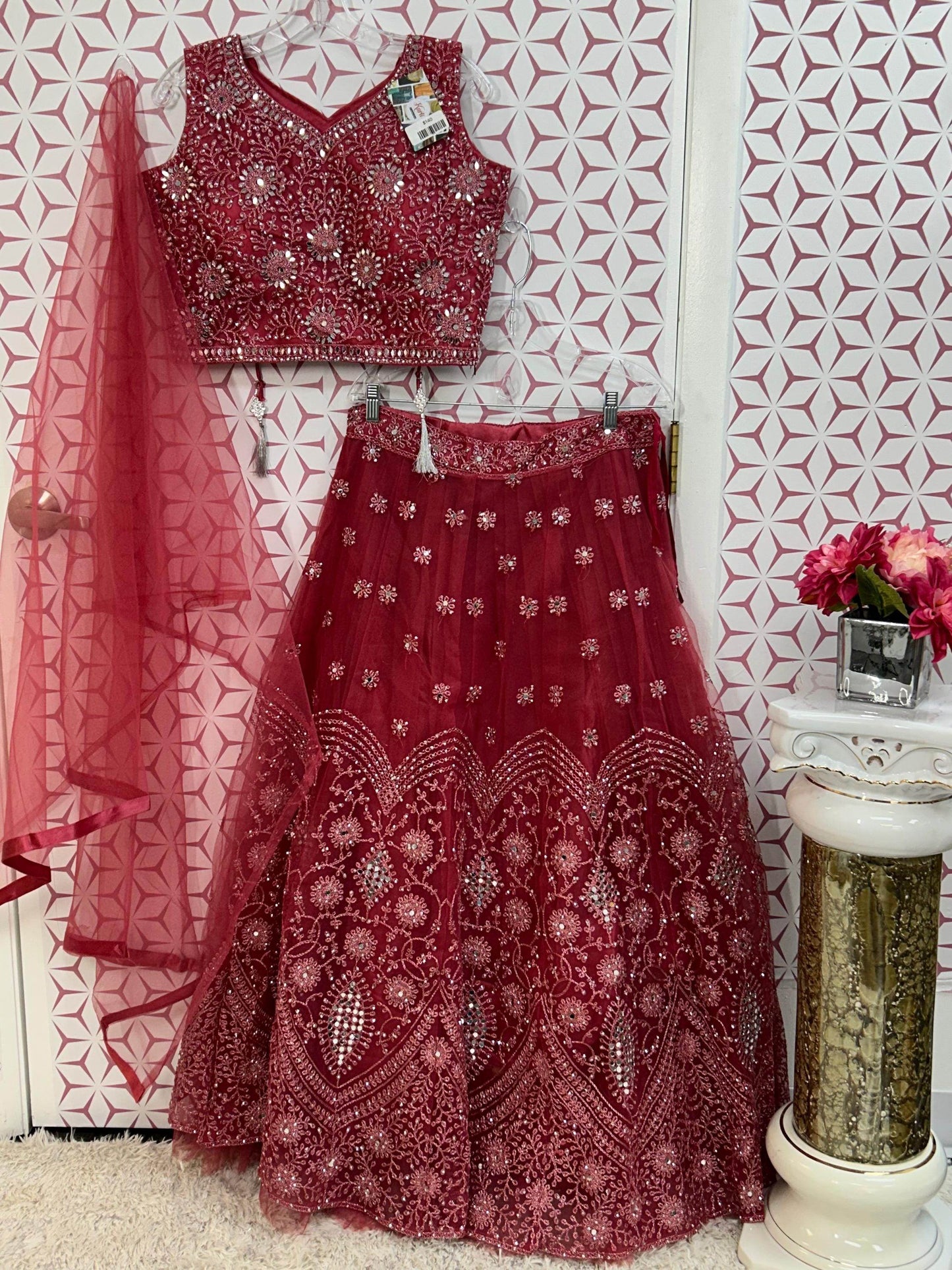 Mirror work chaniya choli set - Kurti Connection USA