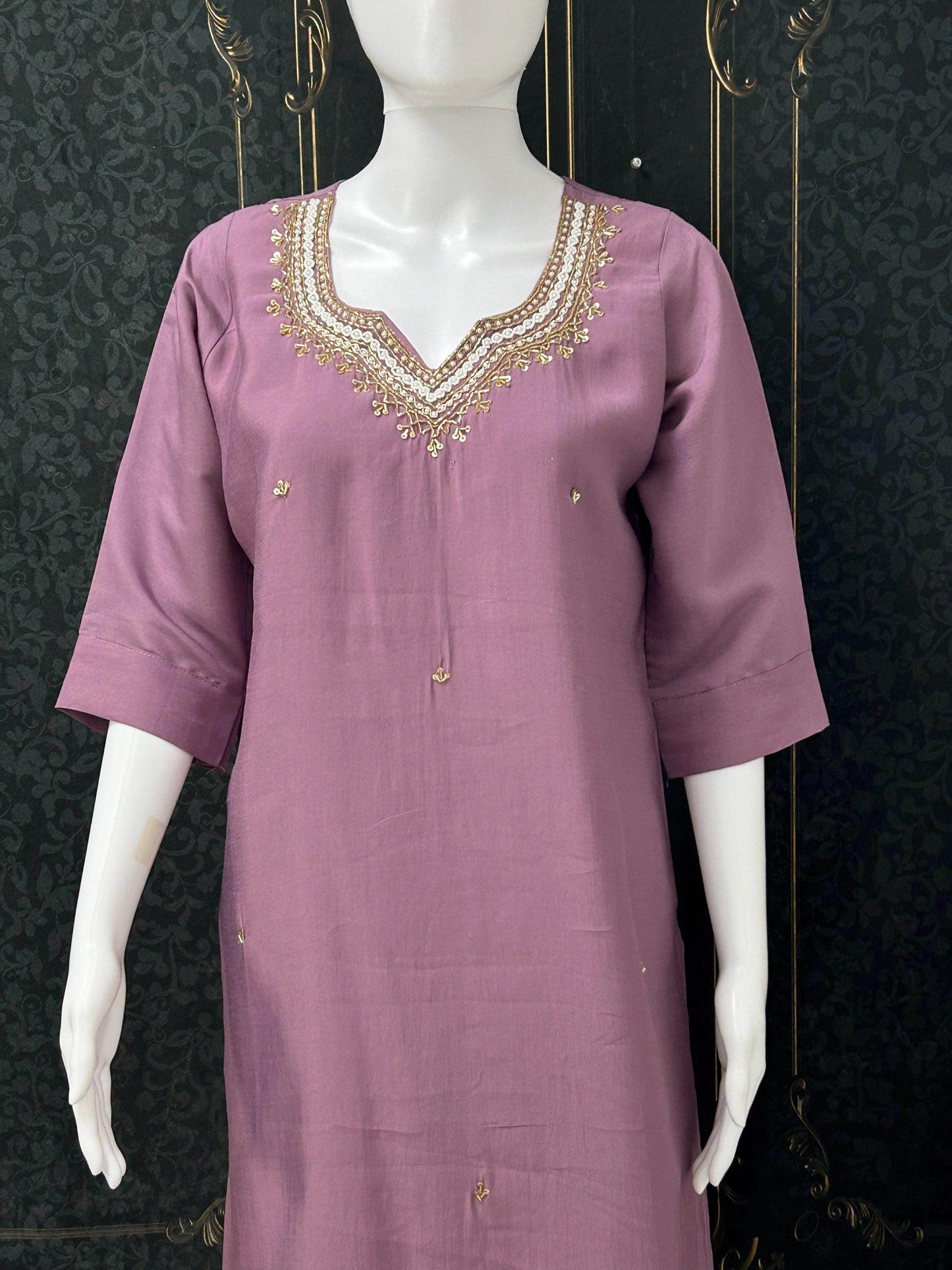 Silk kurti with pearl work - Kurti Connection USA