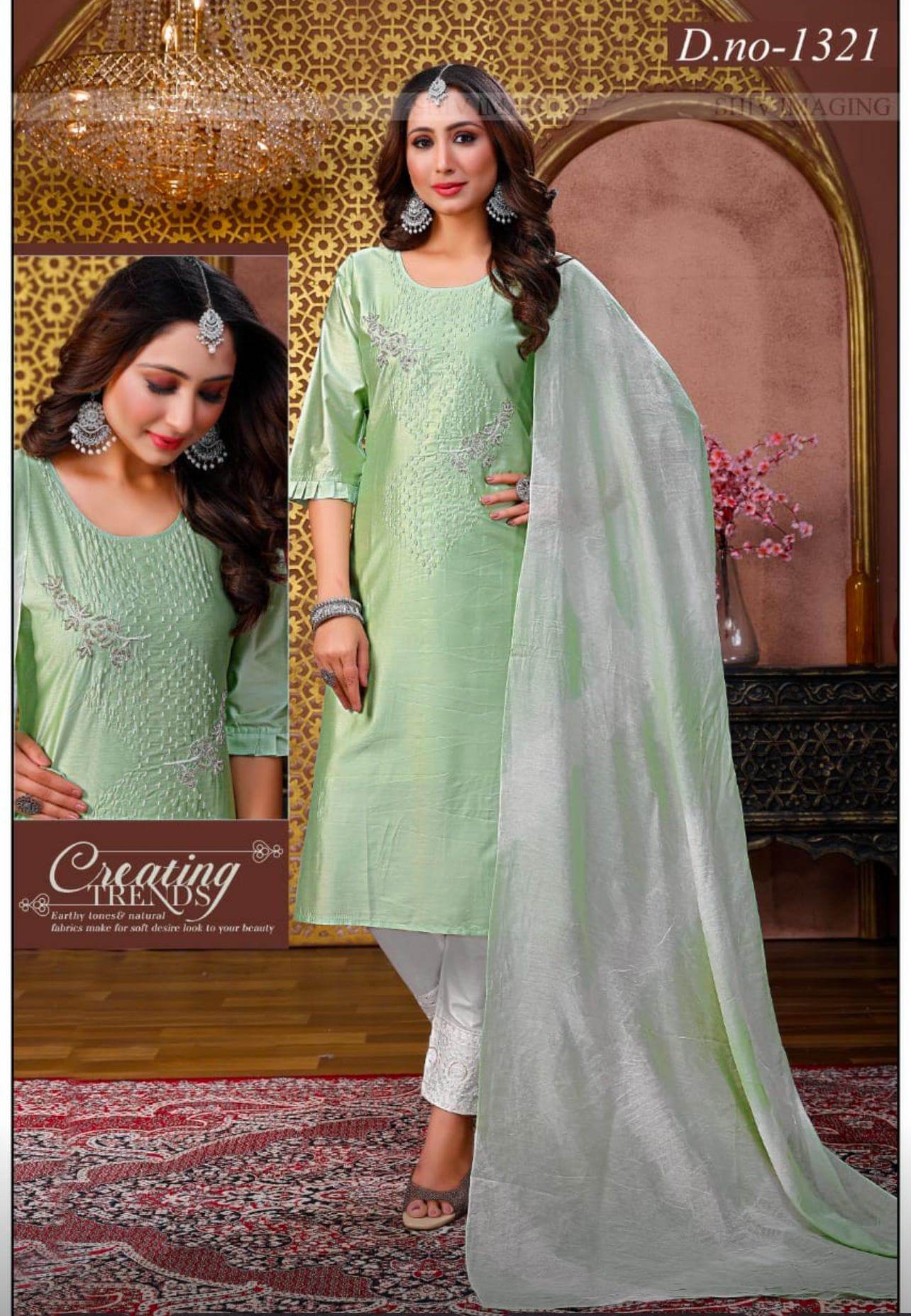 Silk kurti pant set - Kurti Connection USA