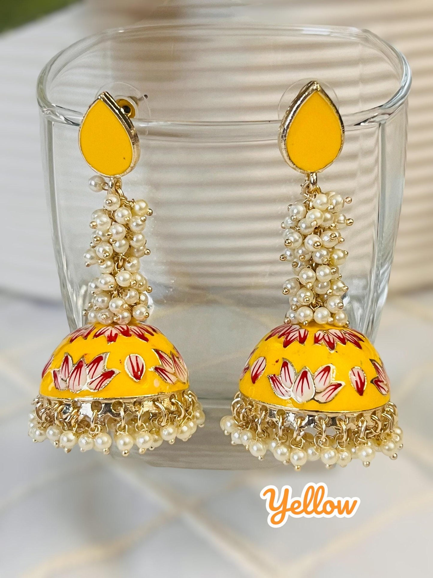 Meenakari jhumki, long jhumki