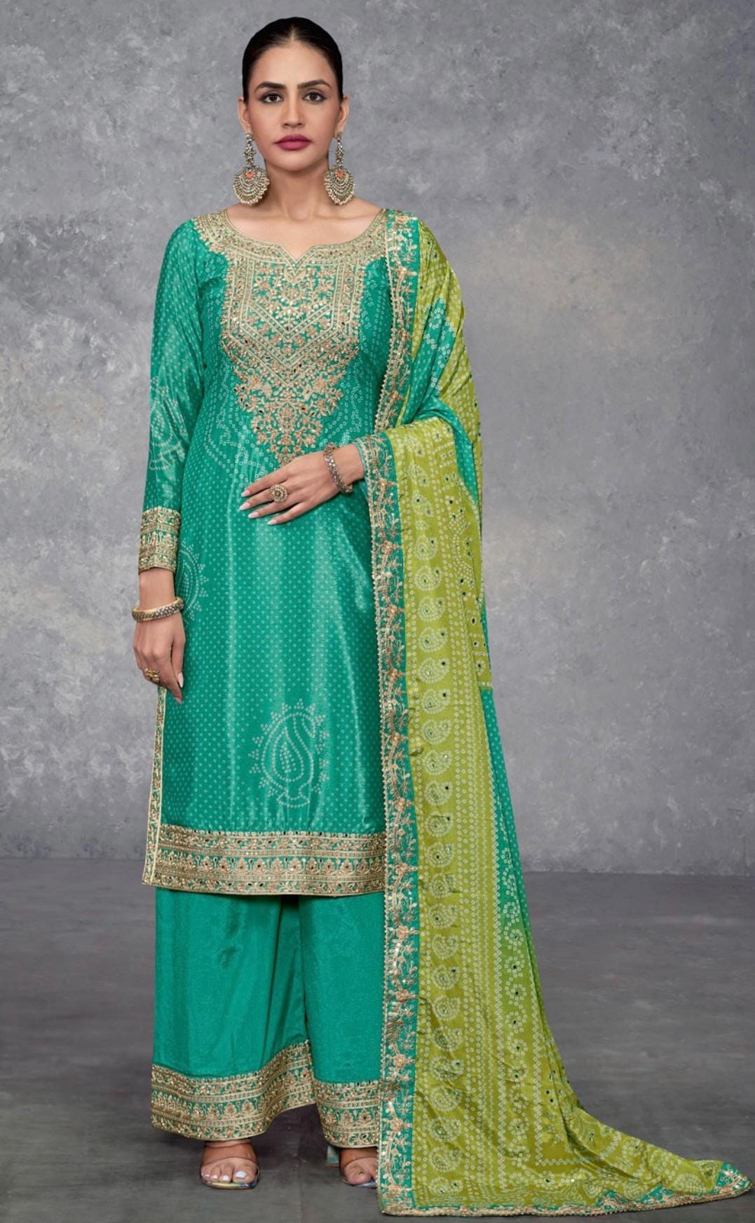 Takshvi | Chinon silk party wear suits