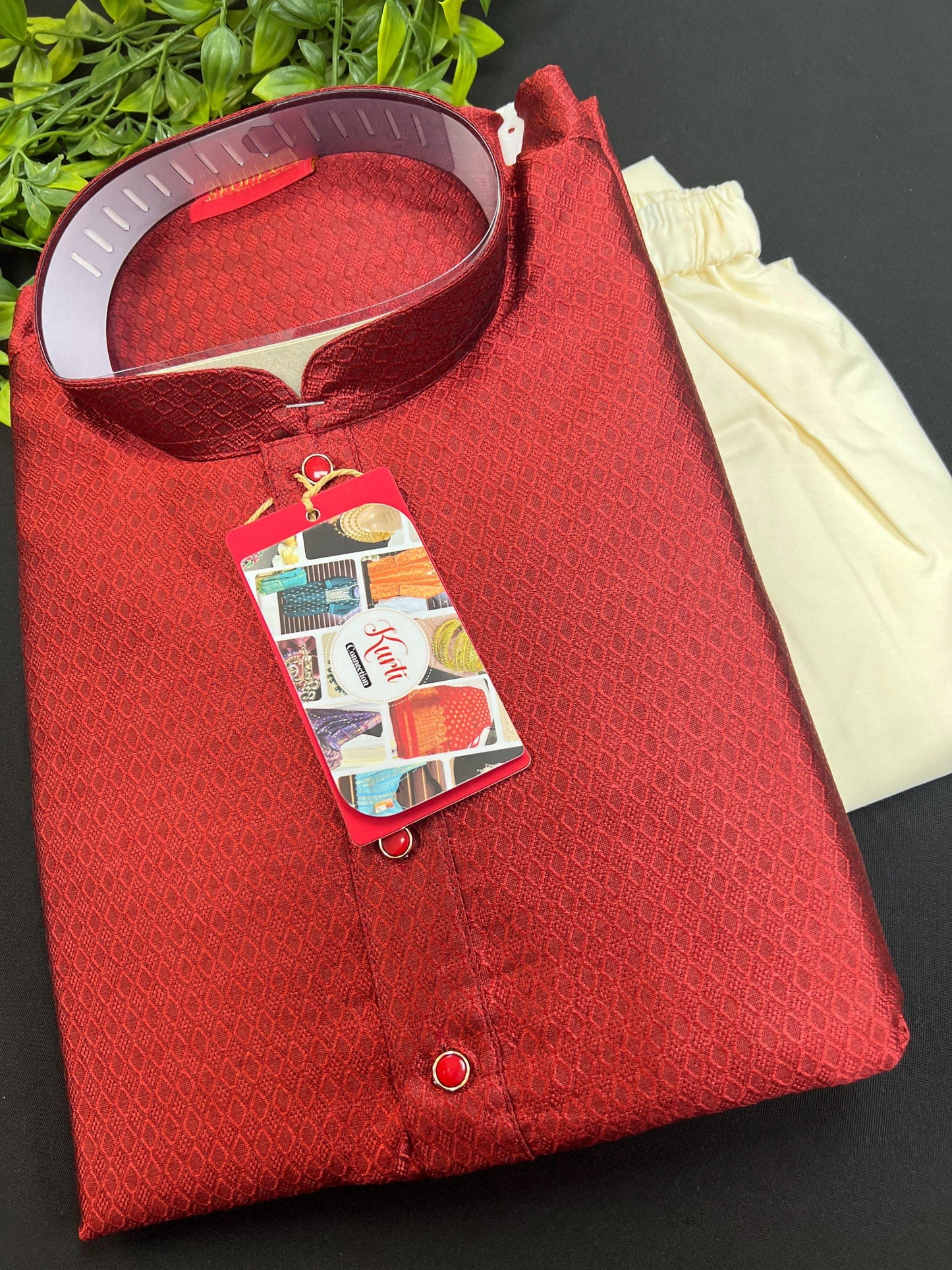 HTM Maroon silk kurta 38