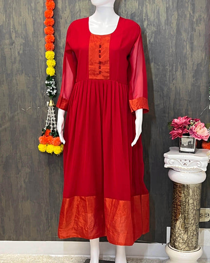 Georgette long kurti - Kurti Connection USA