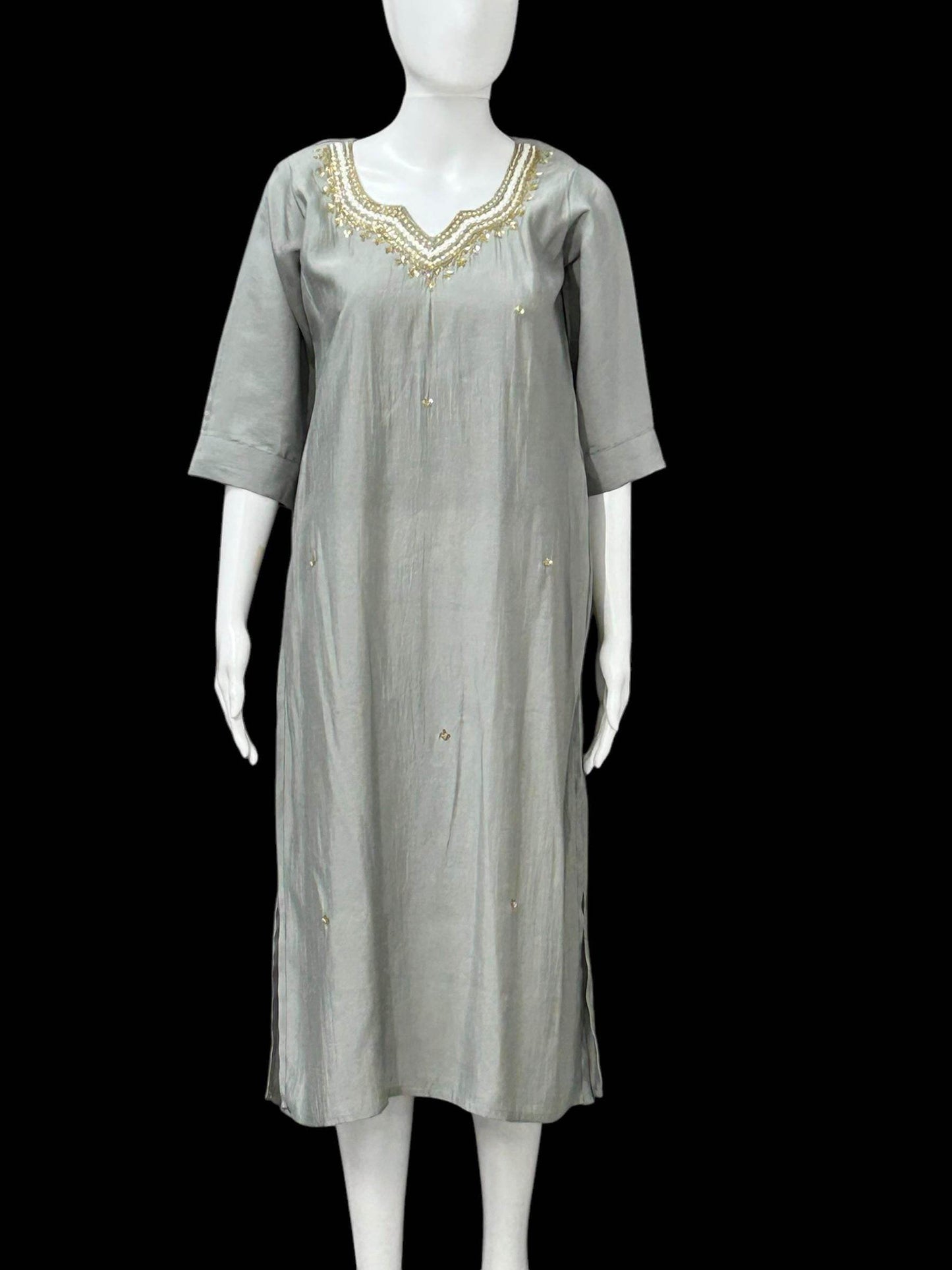 Silk kurti with pearl work - Kurti Connection USA
