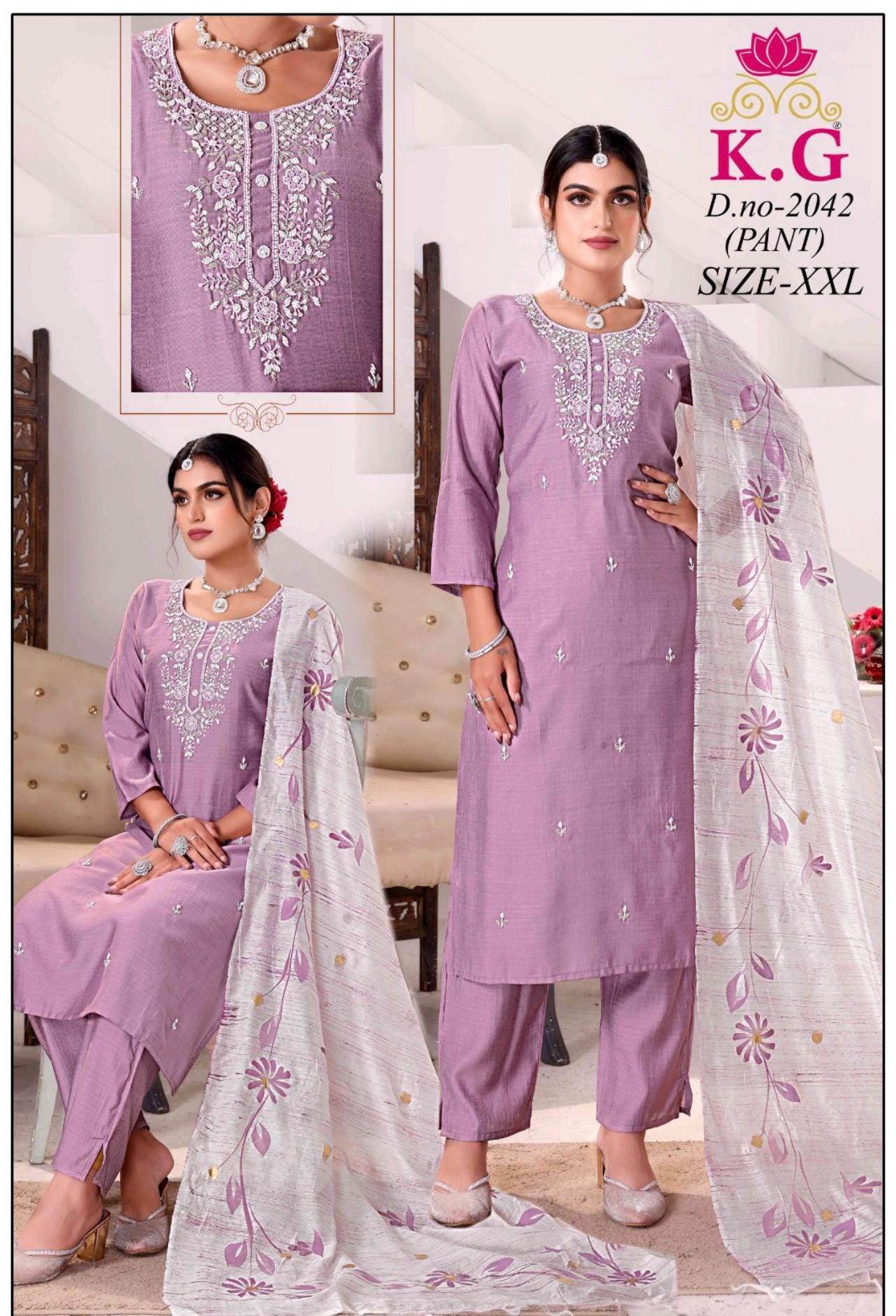 Linen silk kurti set - Kurti Connection USA