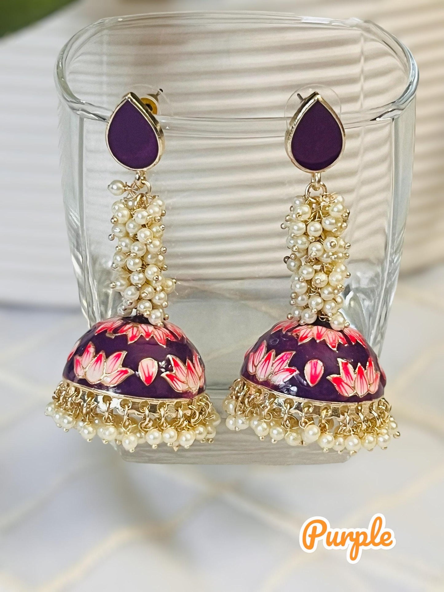 Meenakari jhumki, long jhumki