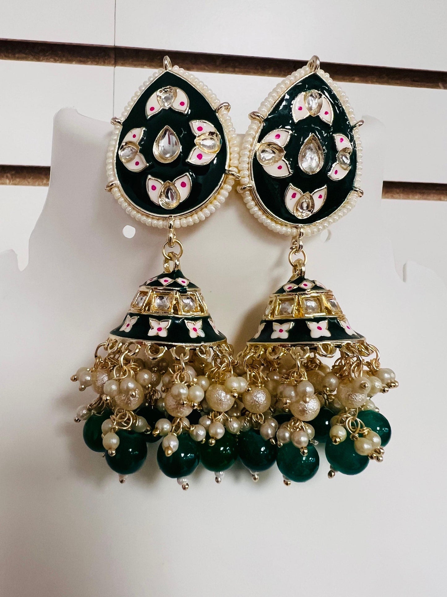 Meenakari jhumki earrings
