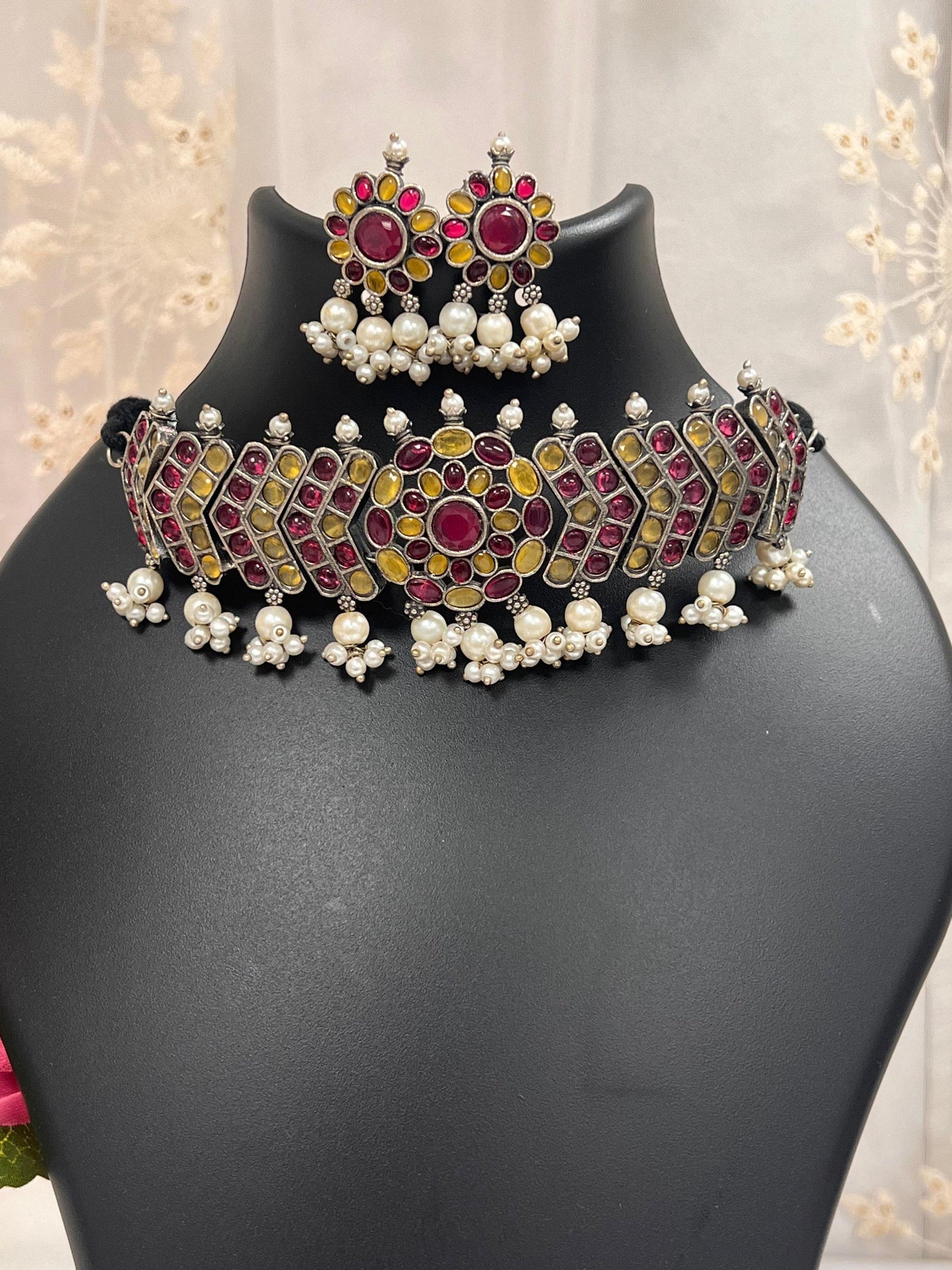 Oxidized choker set