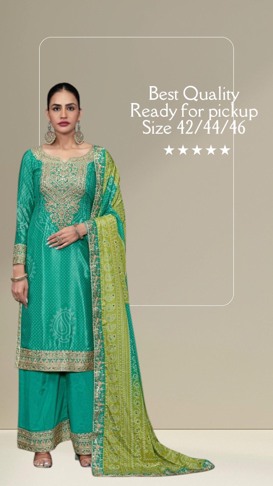 Takshvi | Chinon silk party wear suits