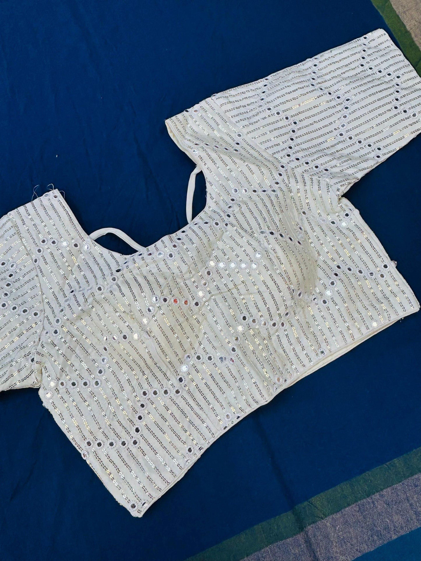 White blouse with mirror work