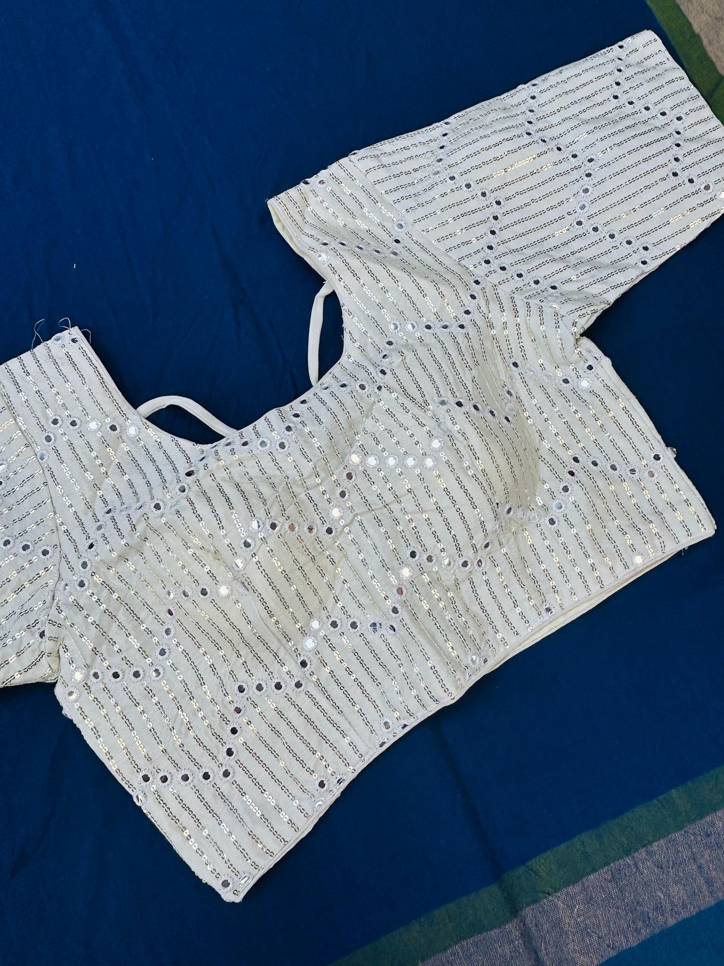 White blouse with mirror work