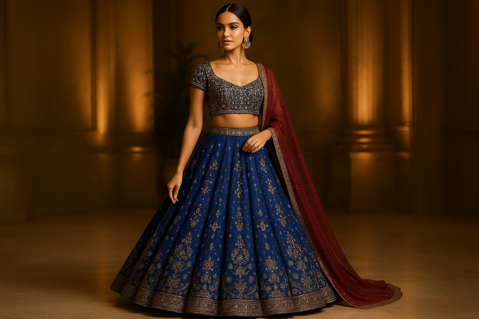 Model wearing lehenga