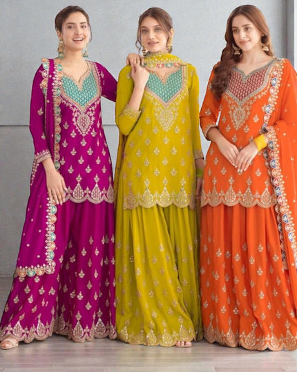 Chiffon sharara suits