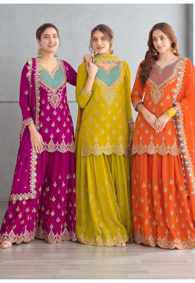 Chiffon sharara suits