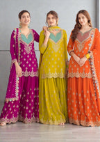 Chiffon sharara suits by Kurti Connection USA