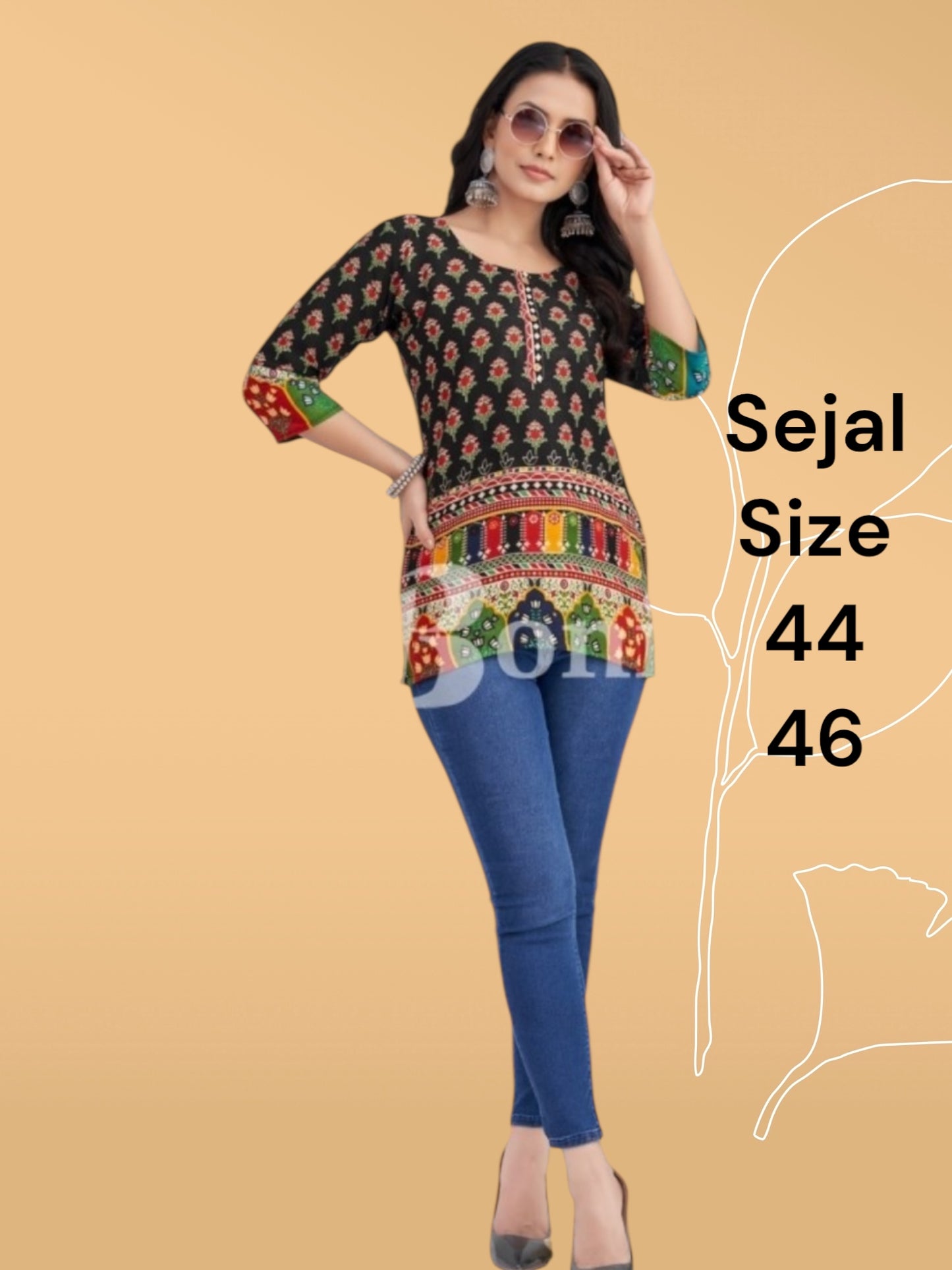 Sejal : cotton short kurtis