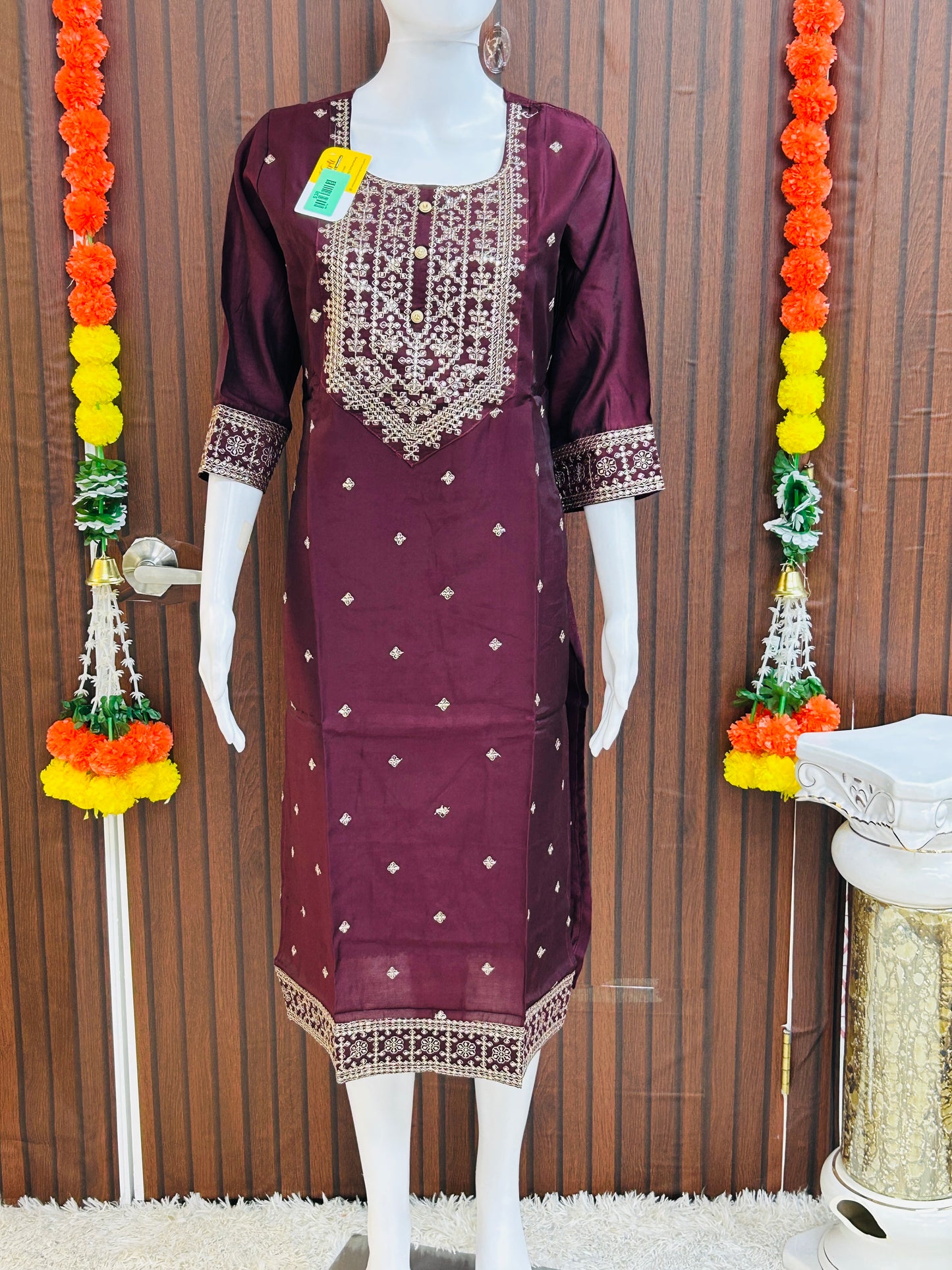 Silk kurti with heavy embroidery work