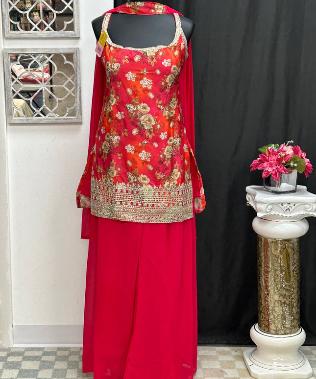 Chinon silk sharara suit by Kurti Connection USA