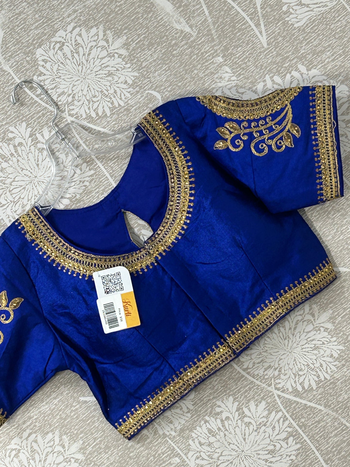 Royal blue blouse with cutworm