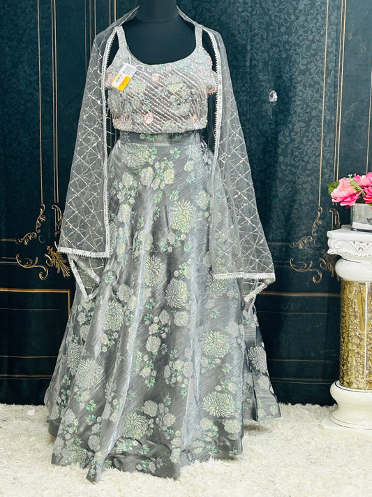 Lehenga Choli set : Silver grey