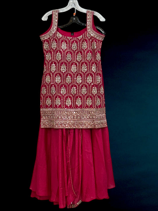 Chinon silk sharara suit