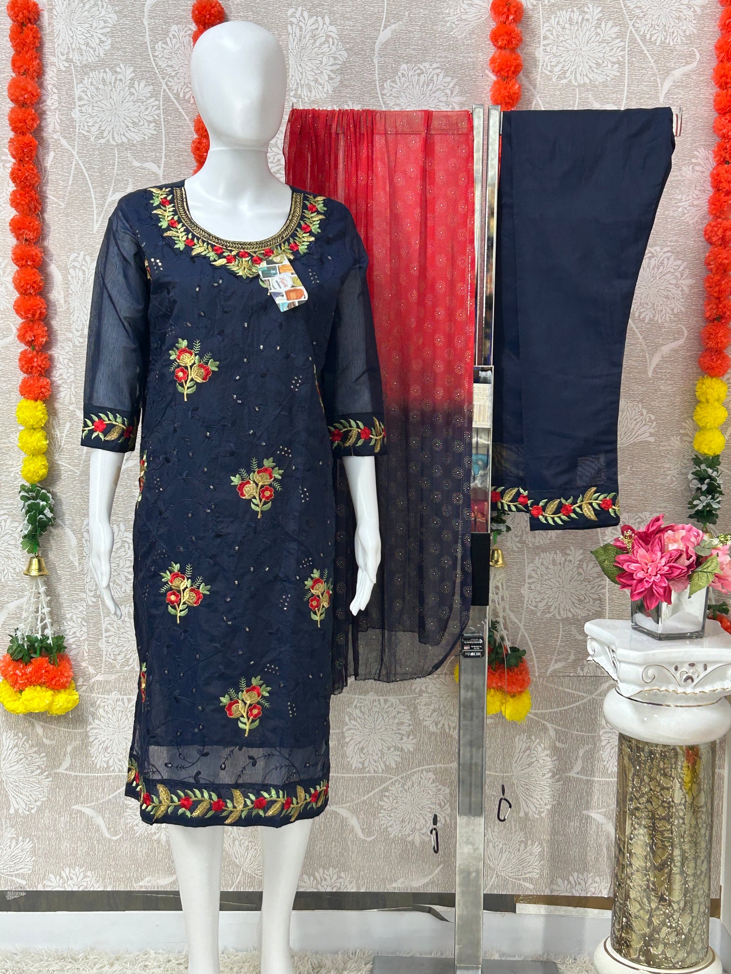 Chanderi silk kurti set