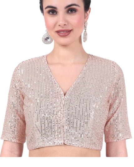 Ligh gold blouse with sequin work