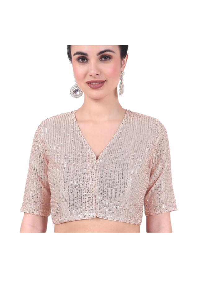 Ligh gold blouse with sequin work