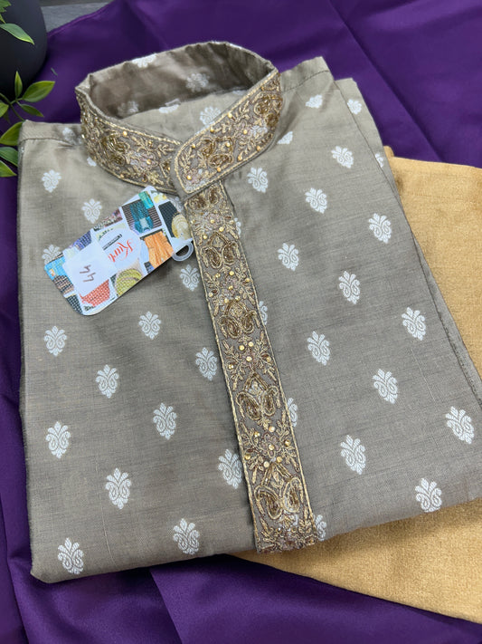 Cotton silk kurta | Mute Gold
