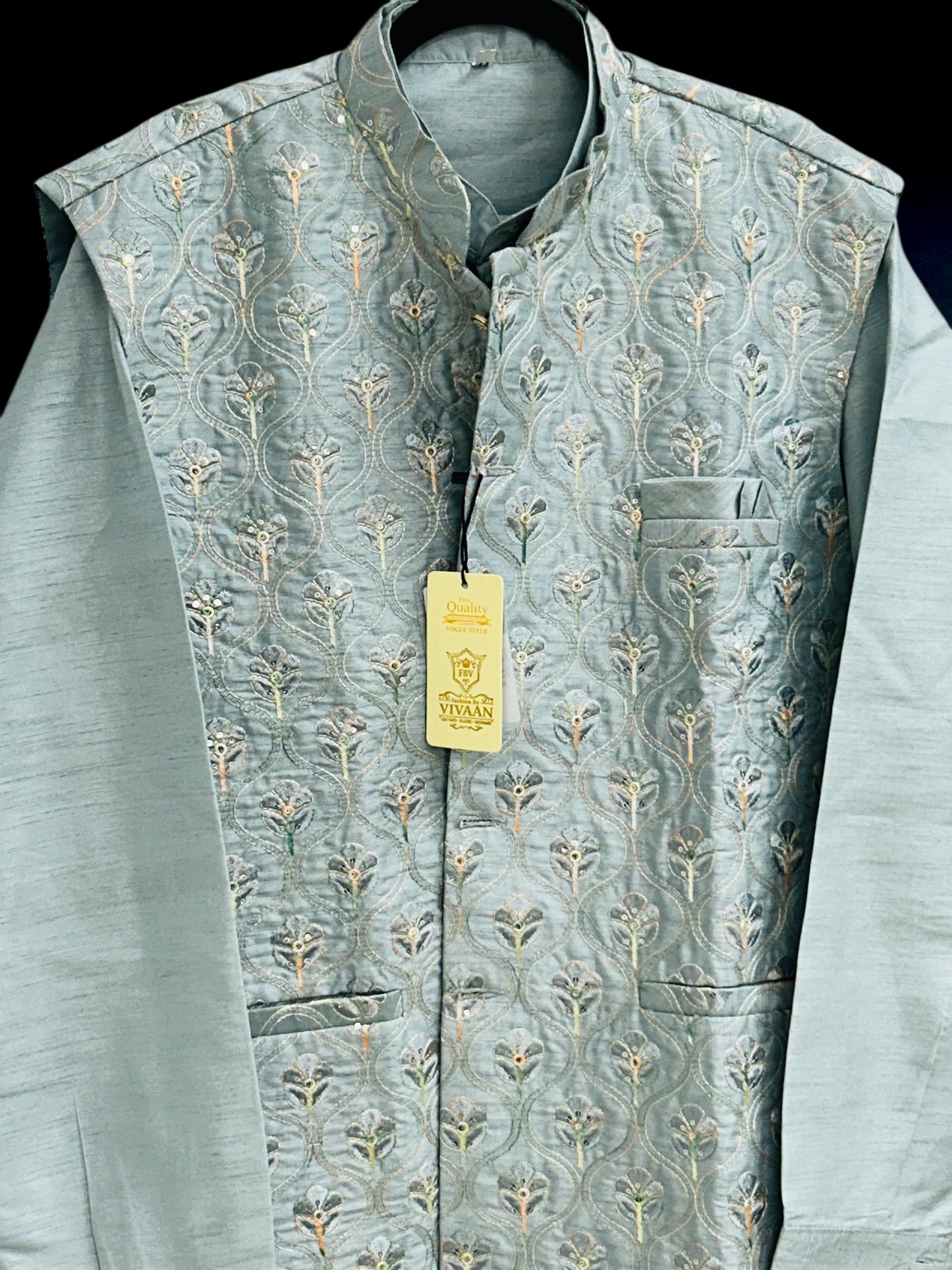 Silk kurta pajaama with jacket