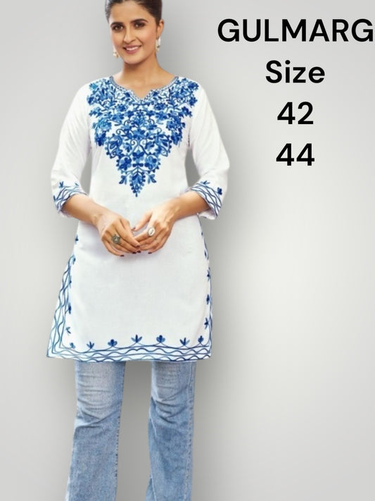 Cotton embroidered short Kurtis