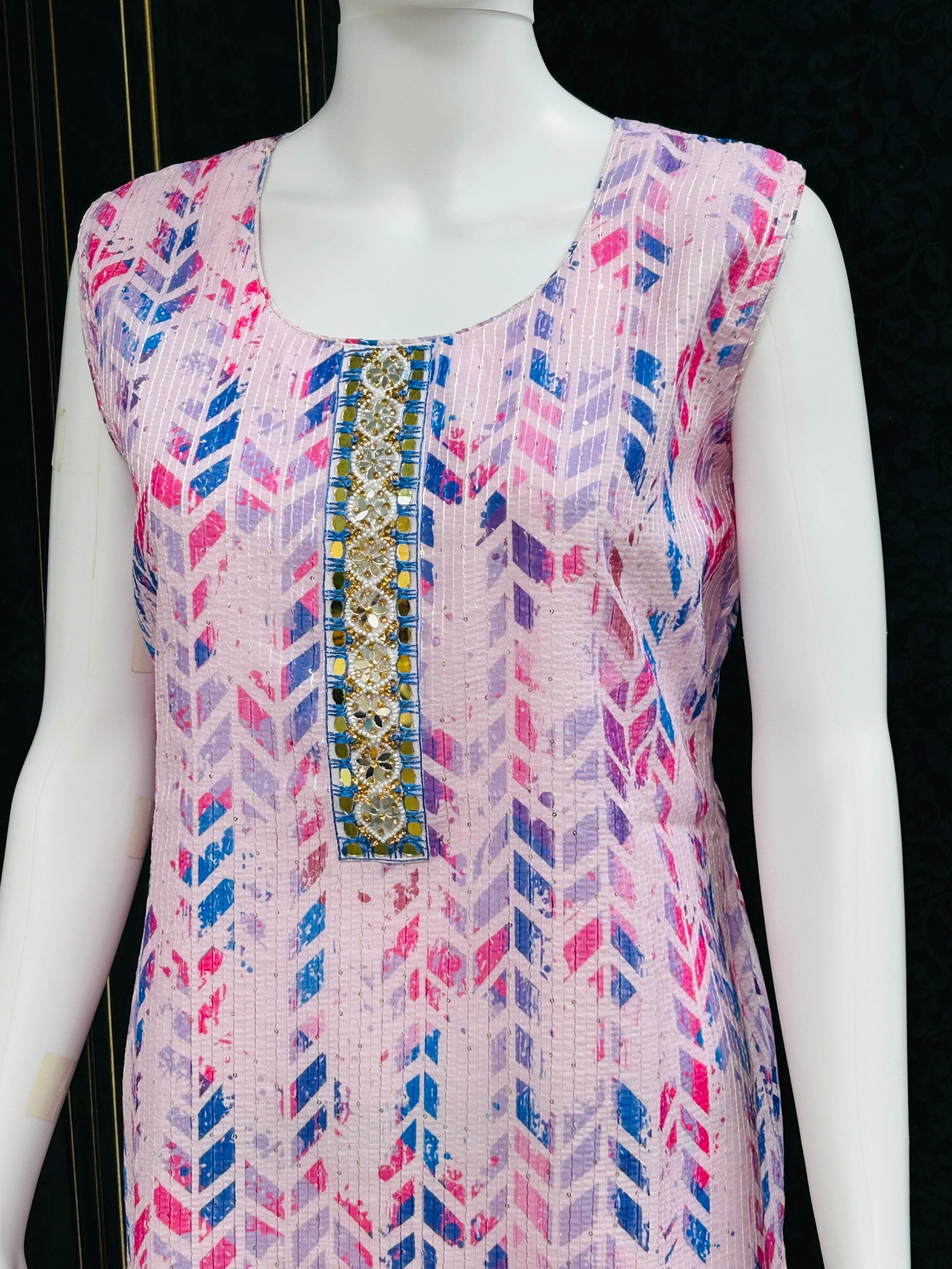 Georgette kurti | three fourth sleeves available - Kurti Connection USA
