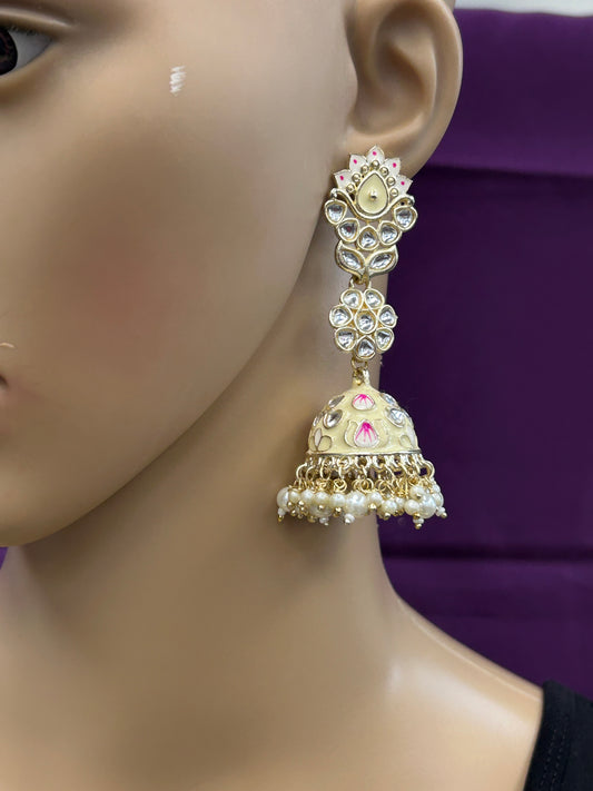 Light yellow jhumki earrings