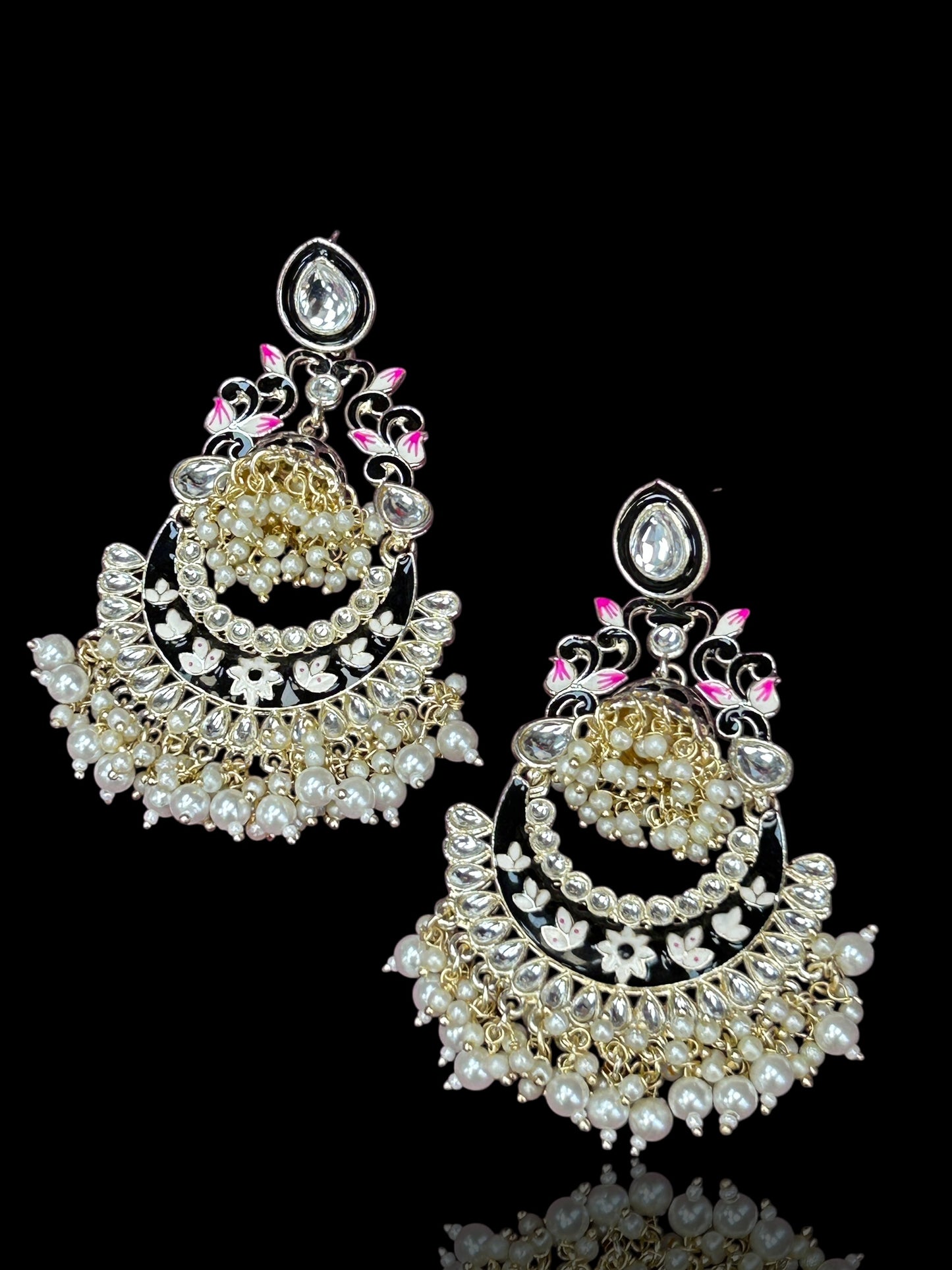 Black chandbali earrings